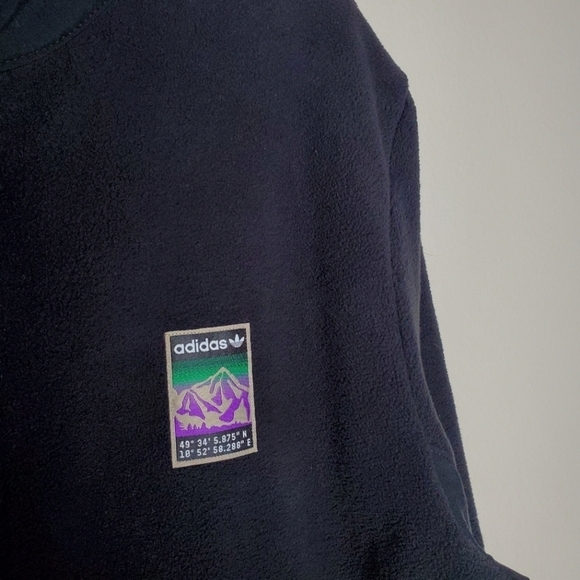 Adidas Originals Adiplore Black Graphic Logo Fleece Zip Up Jacket - Picture 6 of 8